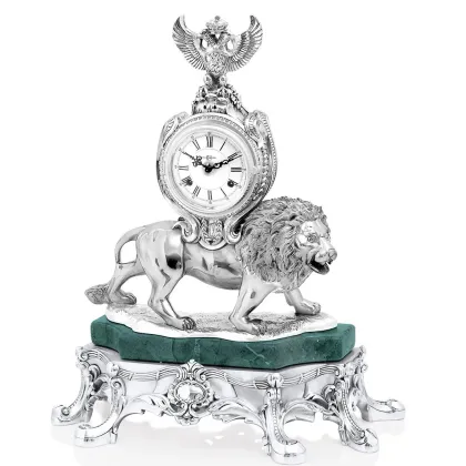 Picture Clock with a silver-plated lion