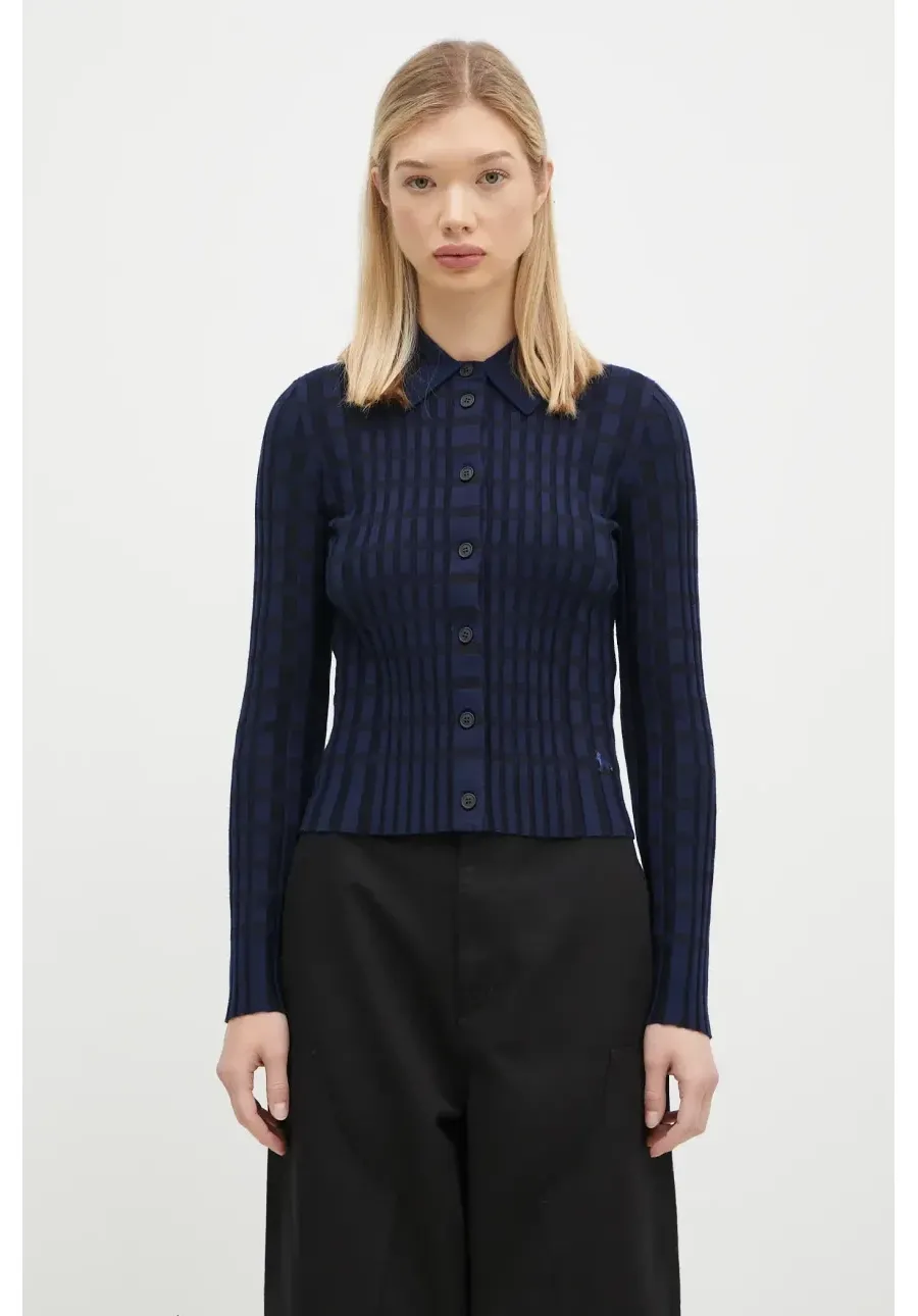 obrazek 1 Maison Kitsuné kardigan wełniany Checked kolor granatowy lekki NW00412KF0003