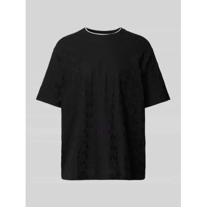 Zdjęcie T-shirt z prążkowanym, okrągłym dekoltem model ‘Jaquard’