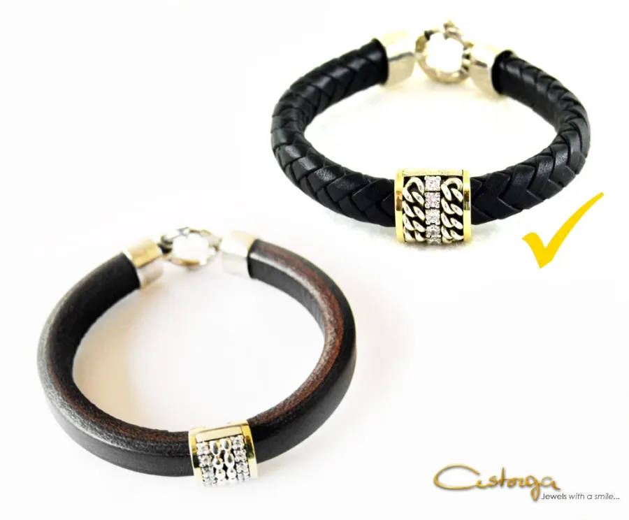 picture 2 Leather bracelet with fine details made of gold and silver