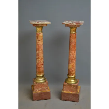 Picture Very rare pair of matching red marble columns - antique