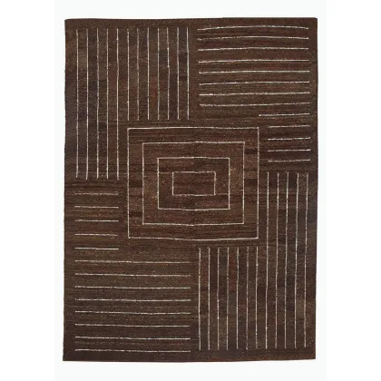 Zdjęcie Wykonany z wełny geometryczny dywan w kolorze brązowym - Sartori Rugs