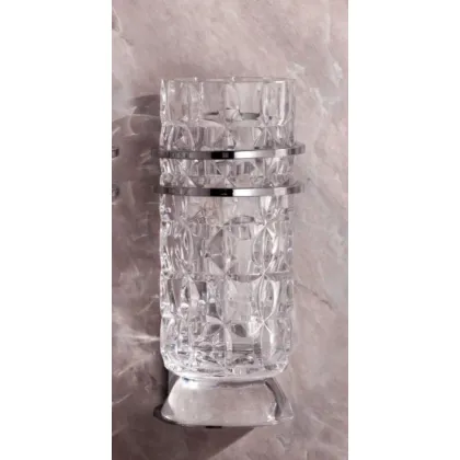 Zdjęcie Włoski naścienny pojemnik na szczoteczki z ręcznie szlifowanego kryształu z trójwymiarowym wzorem kół do łazienki - Il Paralume Marina