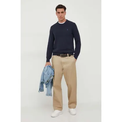 Zdjęcie Polo Ralph Lauren sweter bawełniany kolor granatowy lekki