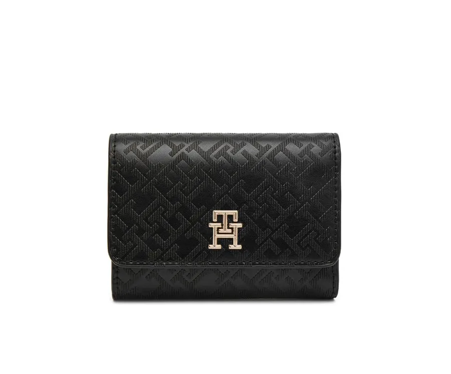 obrazek 1 Tommy Hilfiger Duży Portfel Damski Th Distinct Trifold Wallet Mono AW0AW17257 Czarny