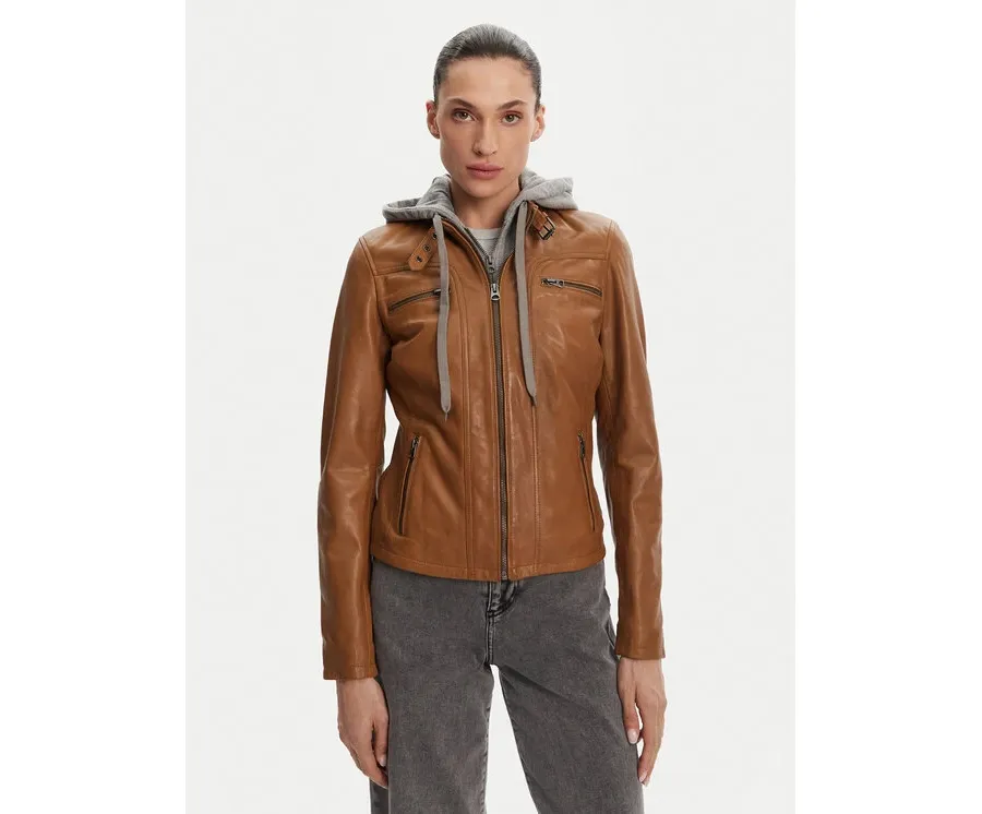 obrazek 1 Serge Pariente Kurtka skórzana 77040 Brązowy Regular Fit
