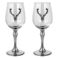 Zdjęcie Fantastyczny zestaw ozdobnych kieliszków do wina z głową jelenia