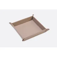 Picture Prestigious leather container for small items in cappuccino beige color - for the office or study