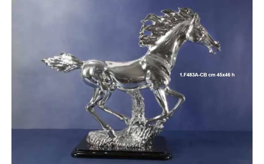 obrazek 1 Ozdobna posrebrzana figura - galop konny na pniu - ArtBe