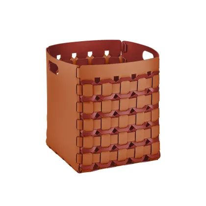 Zdjęcie Stylowy kosz Geometria Octagon 35x35xH40 cm w kolorze koniakowym