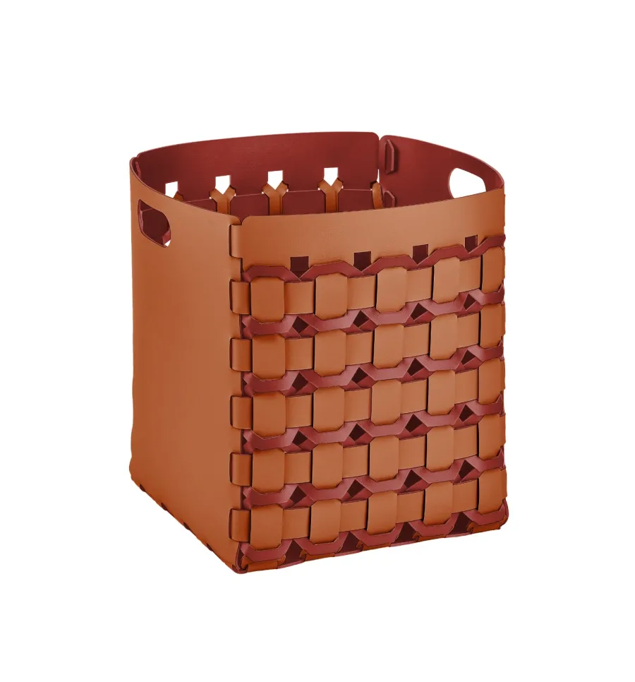 obrazek 1 Stylowy kosz Geometria Octagon 35x35xH40 cm w kolorze koniakowym