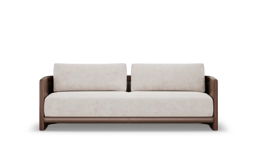 obrazek 2 Ekskluzywna tapicerowana sofa z drewnianą konstrukcją i metalowymi detalami