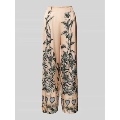 Zdjęcie Spodnie materiałowe z szeroką nogawką i zakładkami w pasie