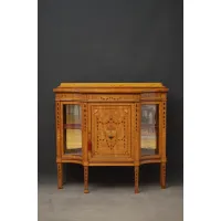 Zdjęcie Wyjątkowy edwardiański kredens/witryna Maple & Co, z inkrustowanym blatem - antyk