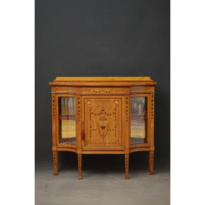 Zdjęcie Wyjątkowy edwardiański kredens/witryna Maple & Co, z inkrustowanym blatem - antyk