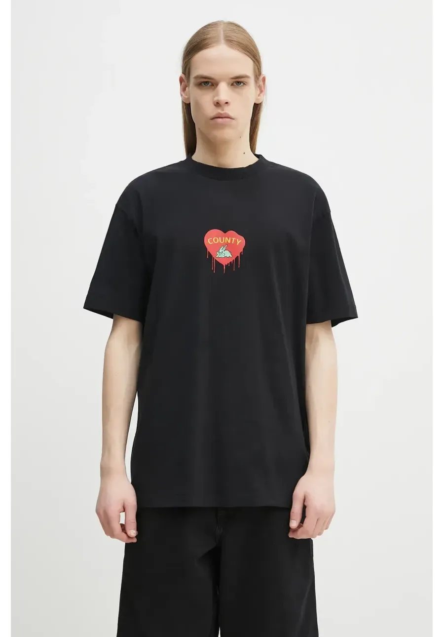 obrazek 1 Marcelo Burlon t-shirt bawełniany Bunny Heart Basic T-Shirt Black Red męski kolor czarny z nadrukiem CMAA056S25JER0051025