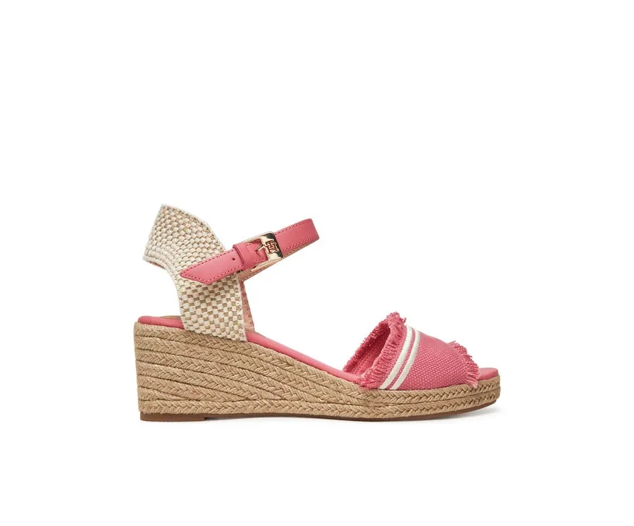 obrazek 1 Tommy Hilfiger Espadryle Fringe Canvas Medium Wedge FW0FW08879 Różowy