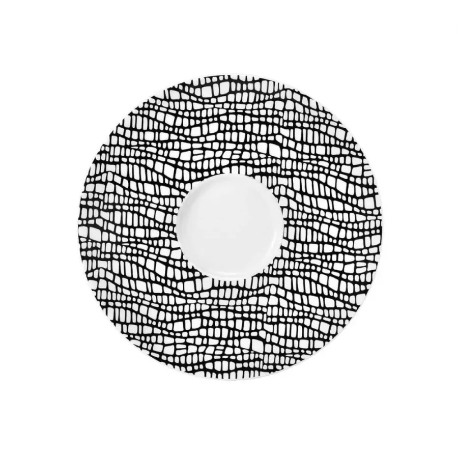 obrazek 1 Porcelanowy mały spodek pod filiżankę 13,5 cm zdobiony czarnym ornamentem - Seltmann Weiden