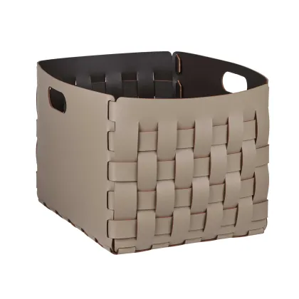 Zdjęcie Kosz Bottega 35x40xH30 cm wykonany z naturalnej skóry w kolorze cappuccino