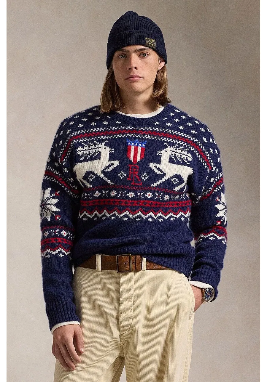 obrazek 1 Polo Ralph Lauren sweter wełniany męski kolor niebieski ciepły 710949303