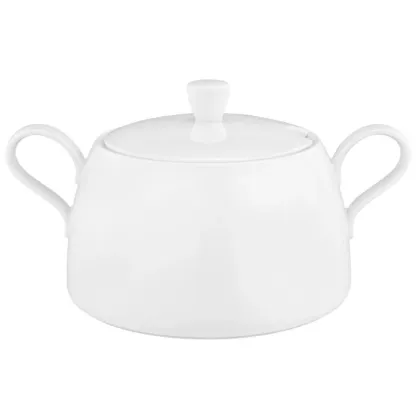 Zdjęcie Piękna porcelanowa biała miska z pokrywką w stylu nowoczesnym - Seltmann Weiden