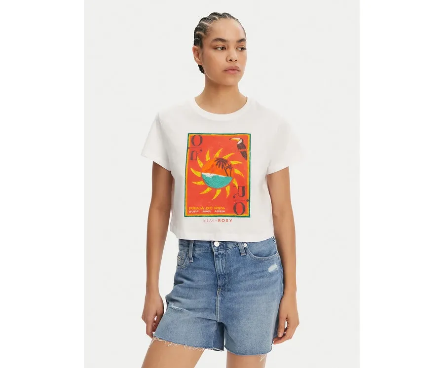obrazek 1 Roxy T-Shirt ERJZT05921 Biały Relaxed Fit