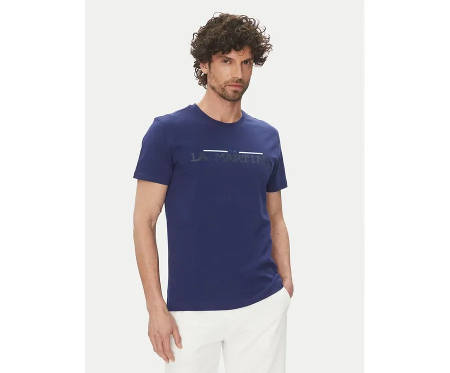 obrazek 1 La Martina T-Shirt Aguer MAR304 JS206 Granatowy Regular Fit