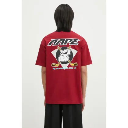 Zdjęcie AAPE t-shirt bawełniany Theme Main męski kolor bordowy z nadrukiem AAPTEM1550XXN