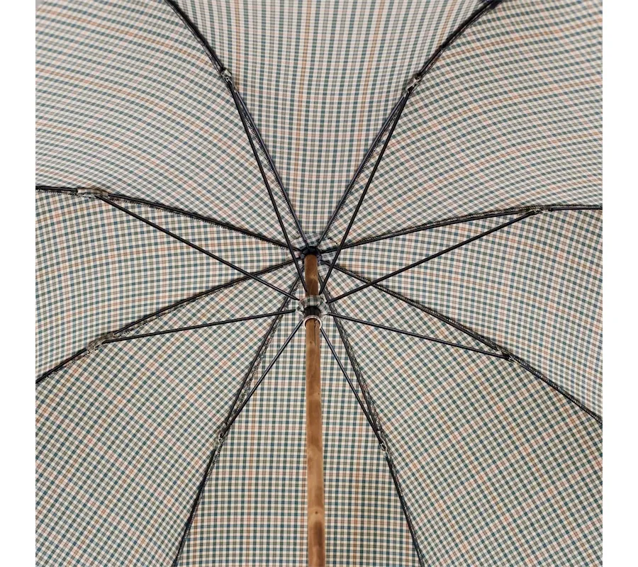 obrazek 6 Klasyczny parasol męski w drobną kratkę z rączką z jesionu – Pasotti
