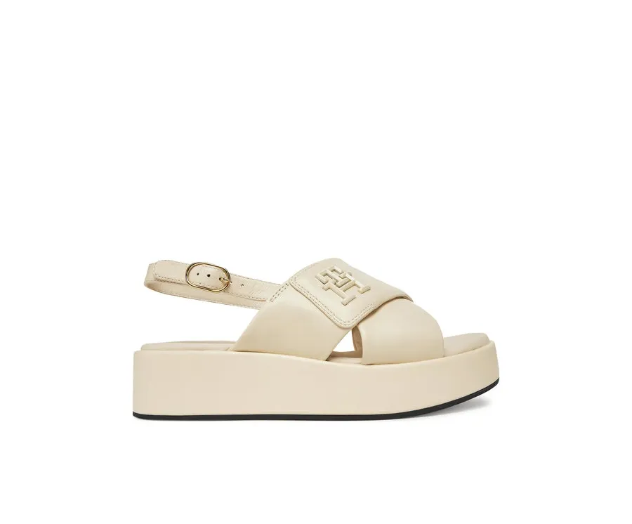 obrazek 1 Tommy Hilfiger Sandały Th Logo Hw Padded Leather Sandal FW0FW08808 Beżowy