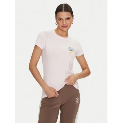 Zdjęcie Guess T-Shirt Flowers W4YI30 J1314 Różowy Slim Fit