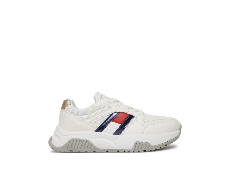 obrazek 1 Tommy Hilfiger Sneakersy Flag Low Cut Lace-Up Sneaker T3A9-33550-1697 S Biały