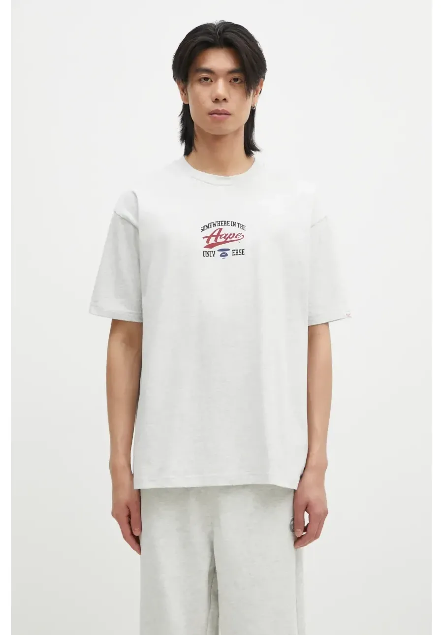 obrazek 1 AAPE t-shirt bawełniany Theme Main męski kolor szary z nadrukiem AAPTEM1549XAN