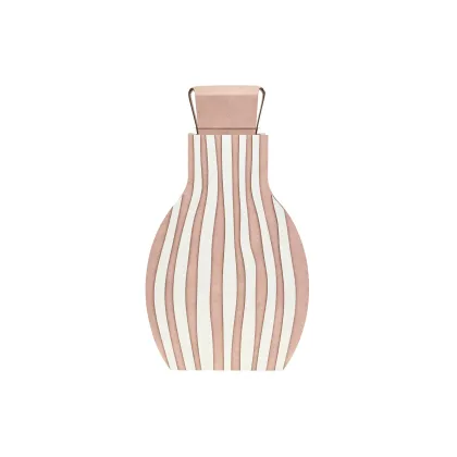Zdjęcie Stylowy skórzany wazon Otto 9x24xH44 cm w pionowe pasy w kolorze pudrowego różu i perłowym