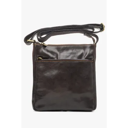 Zdjęcie Estro: Mała ciemnobrązowa torba męska na ramię ze skóry naturalnej