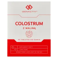 Zdjęcie Genactiv Colostrum z Maliną Preparat wzmacniający odporność Tabletki do ssania