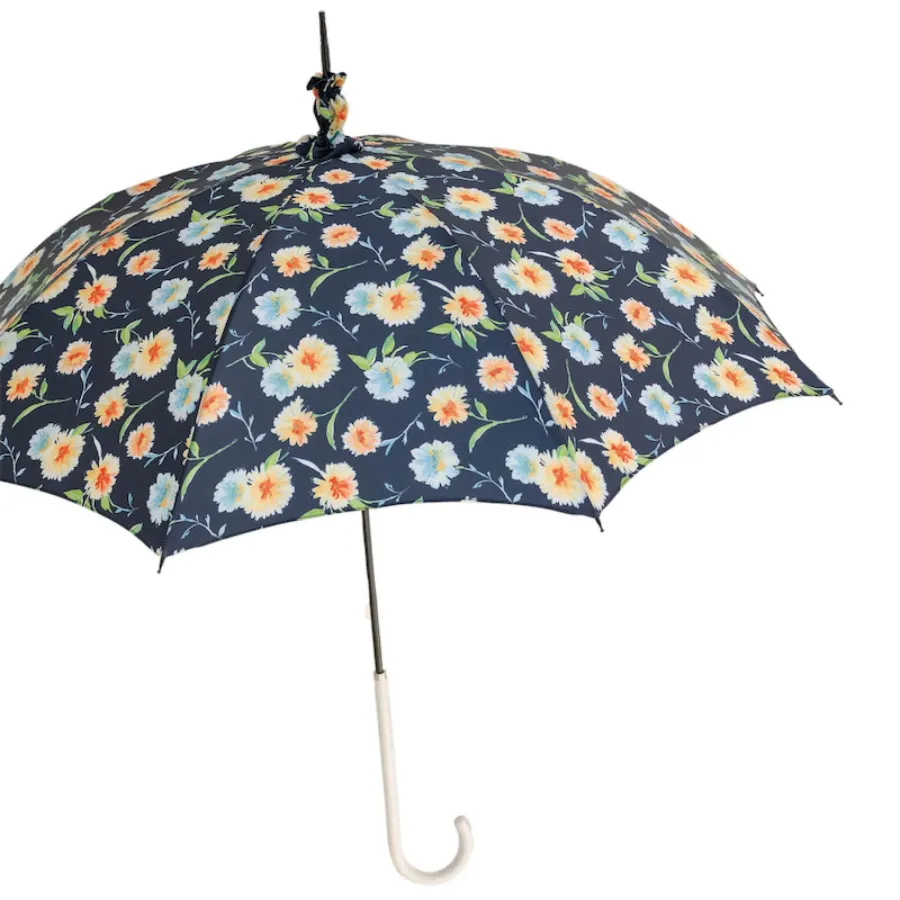 obrazek 6 Wyjątkowy granatowy parasol damski zdobiony pięknym motywem kwiatowym - Pasotti