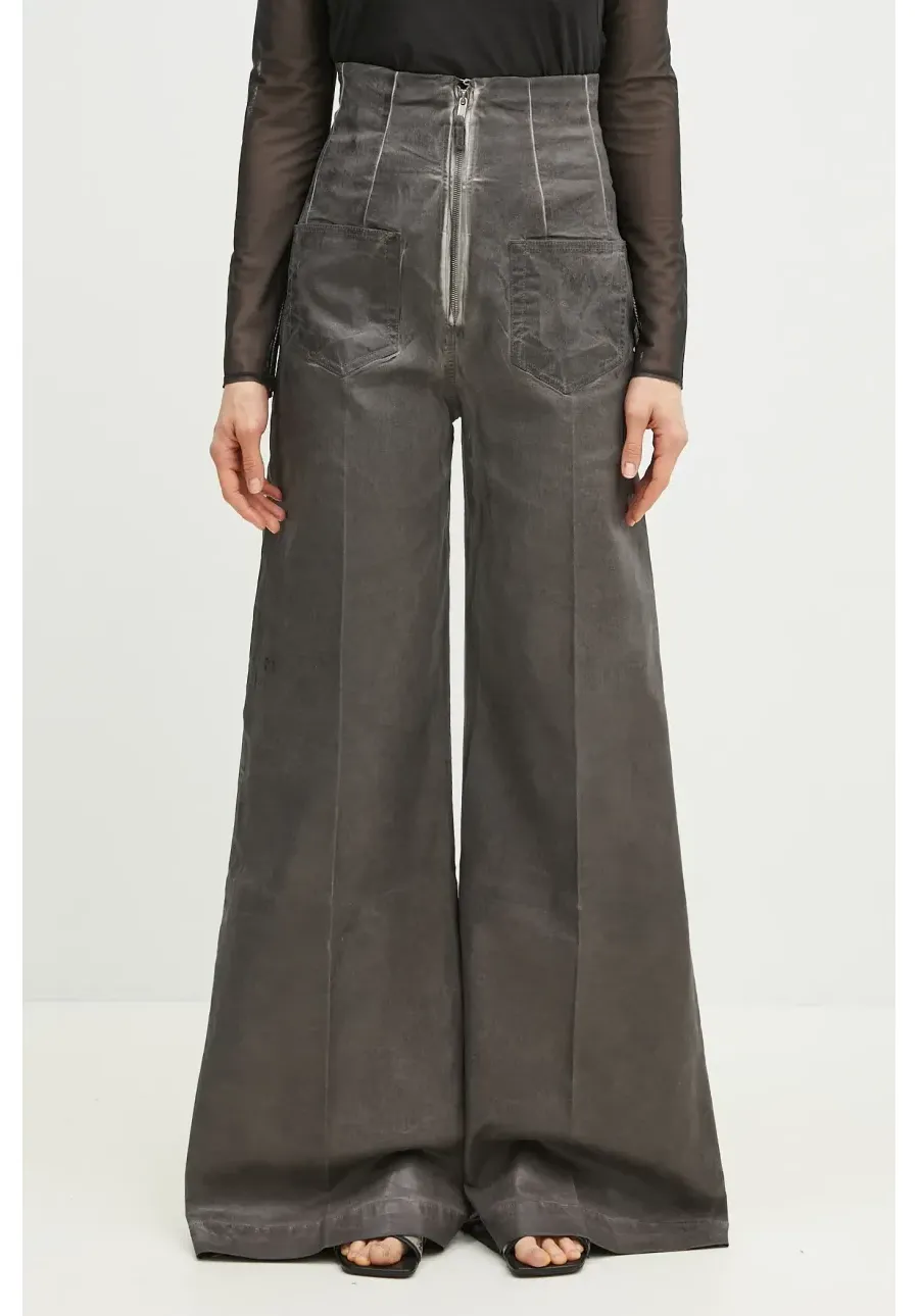 obrazek 1 Rick Owens DRKSHDW spodnie Dirt Cooper damskie kolor szary szerokie high waist DS01E3303.SCF