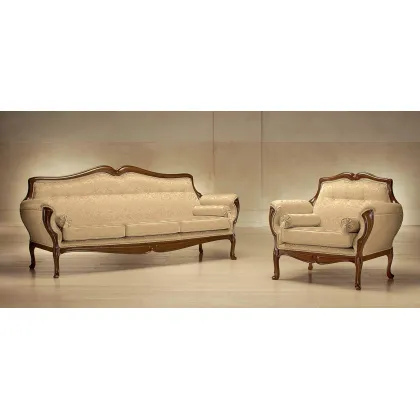Zdjęcie Ekskluzywna beżowa sofa i fotel w stylu francuskim – Morello Gianpaolo