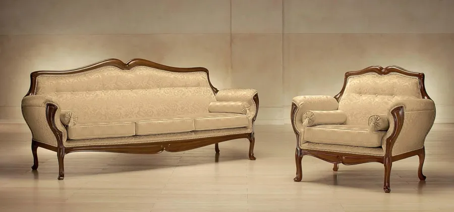 obrazek 1 Ekskluzywna beżowa sofa i fotel w stylu francuskim – Morello Gianpaolo