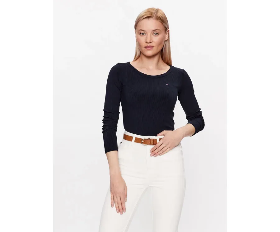 obrazek 1 Tommy Hilfiger Bluzka WW0WW38869 Granatowy Slim Fit