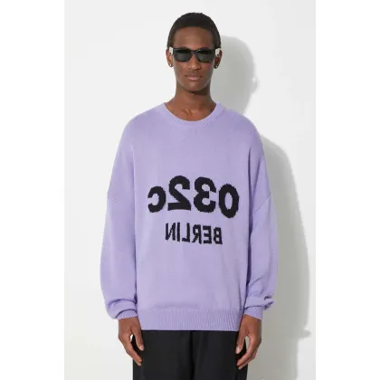 Zdjęcie 032C sweter wełniany Selfie Sweater męski kolor fioletowy ciepły SS24-K-1011