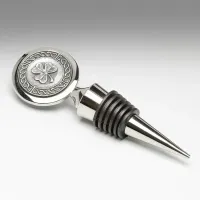 Picture Stylish Irish wine cork made of pewter with a clover decoration