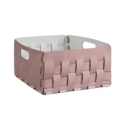Zdjęcie Stylowy kosz Bottega 35x35xH20 cm w wyjątkowym kolorze pudrowego różu