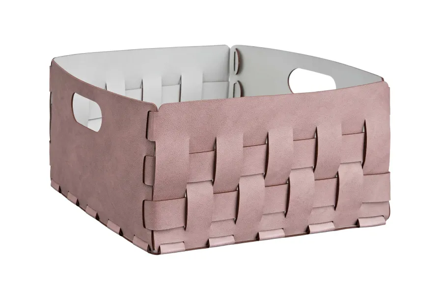 obrazek 1 Stylowy kosz Bottega 35x35xH20 cm w wyjątkowym kolorze pudrowego różu