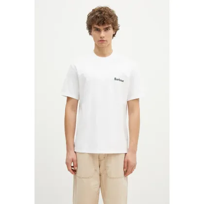 Zdjęcie Barbour t-shirt bawełniany Bowery OS Graphic męski kolor biały z nadrukiem MTS1338