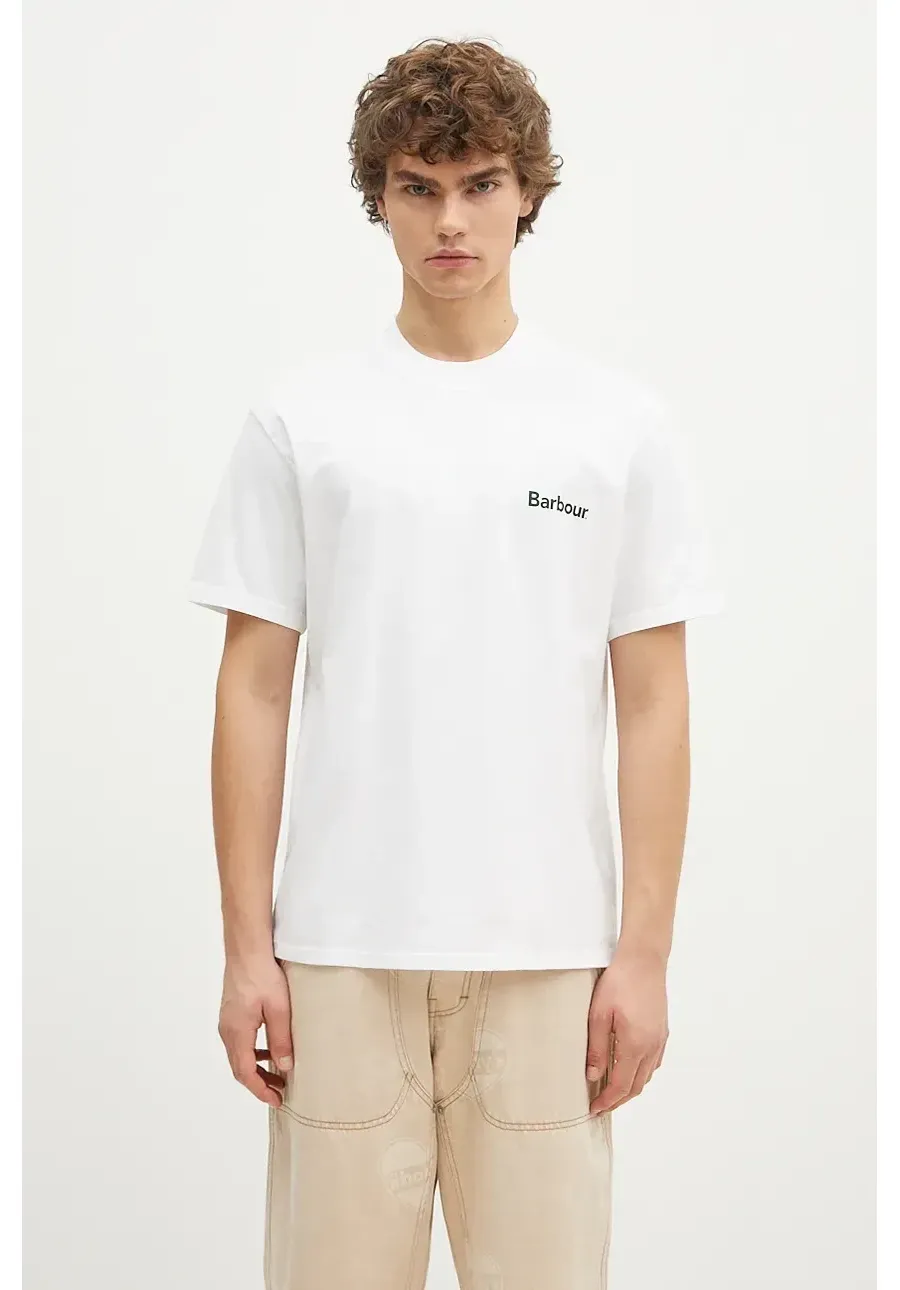 obrazek 1 Barbour t-shirt bawełniany Bowery OS Graphic męski kolor biały z nadrukiem MTS1338