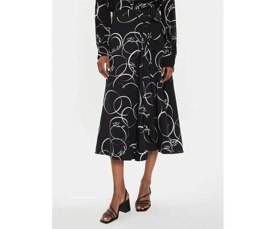 obrazek 1 KARL LAGERFELD Spódnica midi 245W1203 Czarny Regular Fit