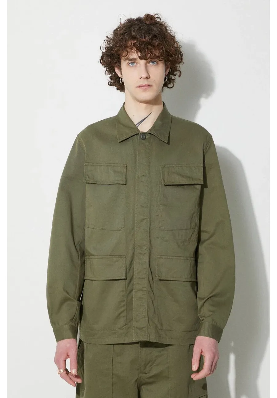 obrazek 1 Universal Works kurtka Mw Fatigue Jacket męski kolor zielony regular z kołnierzykiem klasycznym 166.LIGHT.OLIVE