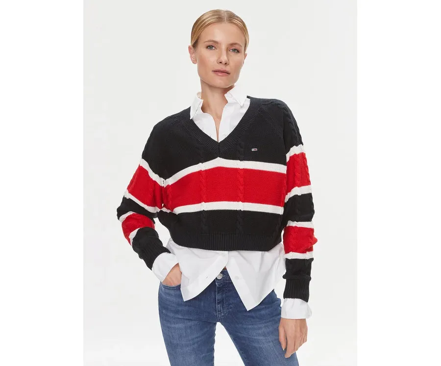 obrazek 1 Tommy Jeans Sweter DW0DW15941 Kolorowy Regular Fit